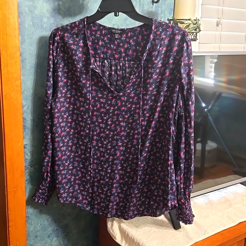 Lucky Brand XL Blouse Blue/Red/Pink